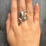 Frog Silver Ring - Mystic Topaz Ring - Purple Statement Ring