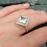 White Topaz Ring - Princess Cut Ring - Topaz Square Ring