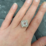 White Topaz Ring - Princess Cut Ring - Topaz Square Ring