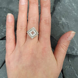 White Topaz Ring - Princess Cut Ring - Topaz Square Ring