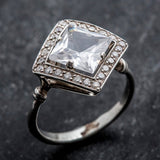 White Topaz Ring - Princess Cut Ring - Topaz Square Ring