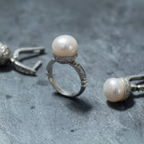 White Pearl Ring - Pearl Vintage Ring - Statement Pearl Ring