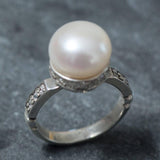 White Pearl Ring - Pearl Vintage Ring - Statement Pearl Ring