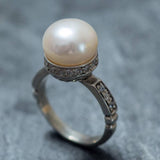 White Pearl Ring - Pearl Vintage Ring - Statement Pearl Ring