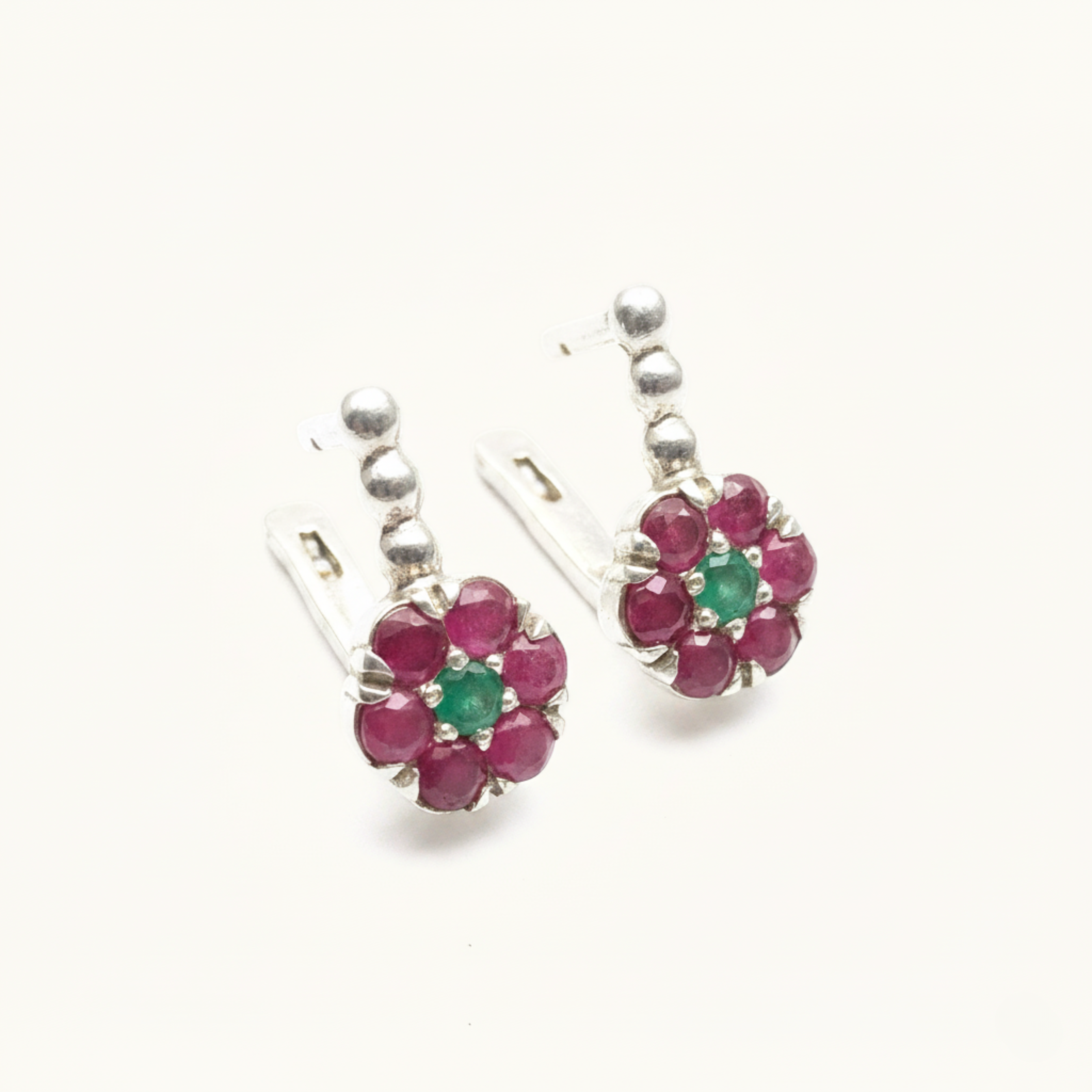 Stunning Cluster Ruby Earrings in 925 Sterling Silver, symbolizing passion and purity, ideal for gifts and daily wear.