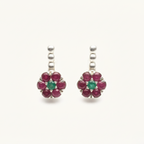 Natural Ruby Earrings made in 925 Sterling Silver with Round Natural Red Ruby in Cluster setting, July Birthstone gift idea, symbolizes nobility, purity, and passion, ideal for everyday wear and perfect for birthday gifting and special occasions.