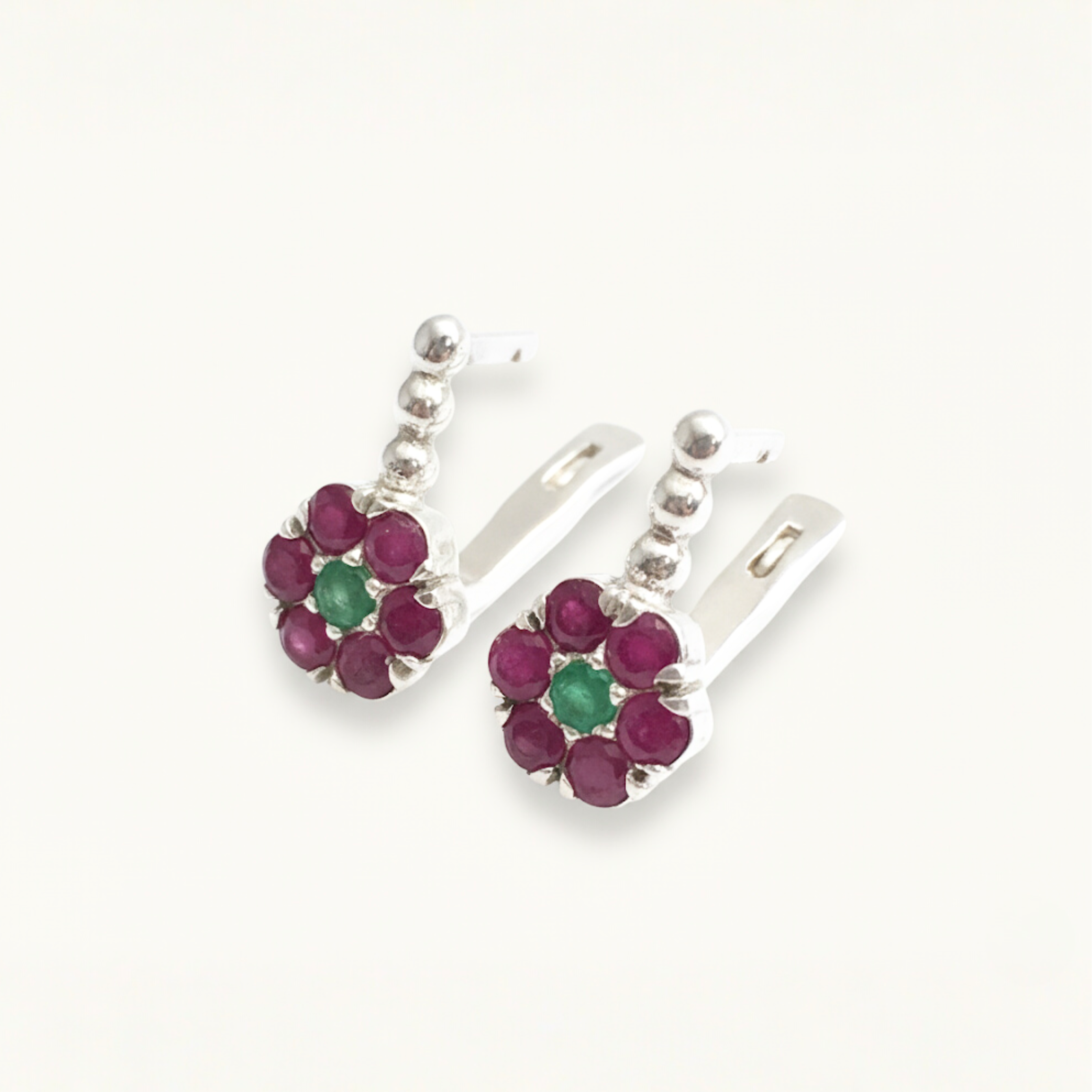 Chic Ruby Earrings in 925 Sterling Silver featuring natural red rubies, perfect for celebrating birthdays and special moments.