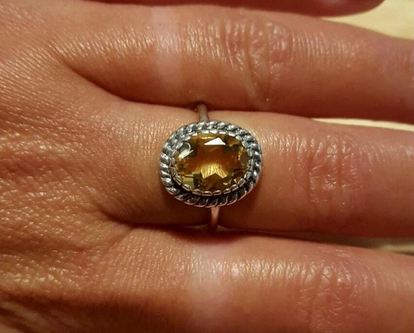Antique Citrine Ring, Natural Citrine, Vintage Yellow Rings, November Birthstone, Yellow Ring, November Ring, Solid Silver Ring, Citrine