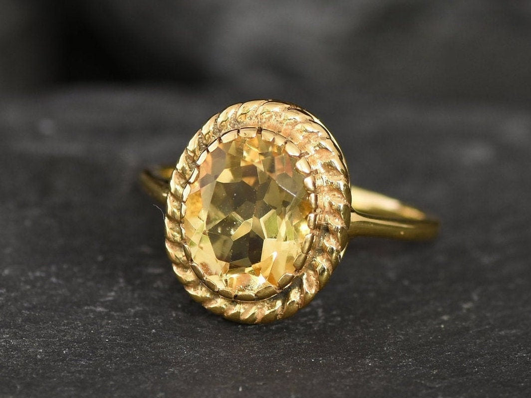 Antique Citrine Ring, Natural Citrine, Vintage Yellow Rings, November Birthstone, Yellow Ring, November Ring, Solid Silver Ring, Citrine(1)