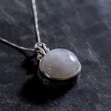 Vintage Moonstone Necklace - Rainbow Moonstone Necklace - White Large Pendant