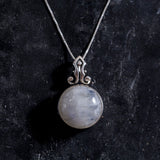 Vintage Moonstone Necklace - Rainbow Moonstone Necklace - White Large Pendant