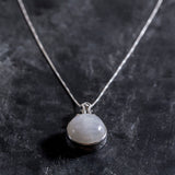 Vintage Moonstone Necklace - Rainbow Moonstone Necklace - White Large Pendant
