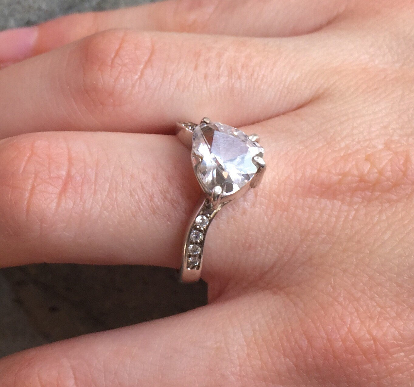 Heart Diamond Ring, Natural Topaz, Engagement Ring, Heart Shape Ring, Promise Ring, Vintage Ring, Heart Solitaire Ring, Sterling Silver Ring