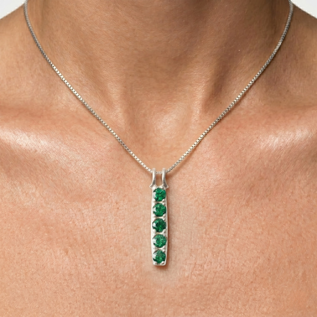 Elegant 925 Sterling Silver earrings featuring round Created Green Emeralds, perfect for everyday wear and special occasions.