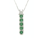 Emerald Pendant, Created Emerald, Line Pendant, Vertical Pendant, Green Diamond Pendant, Layering Necklace, Silver Pendant, 925 Silver