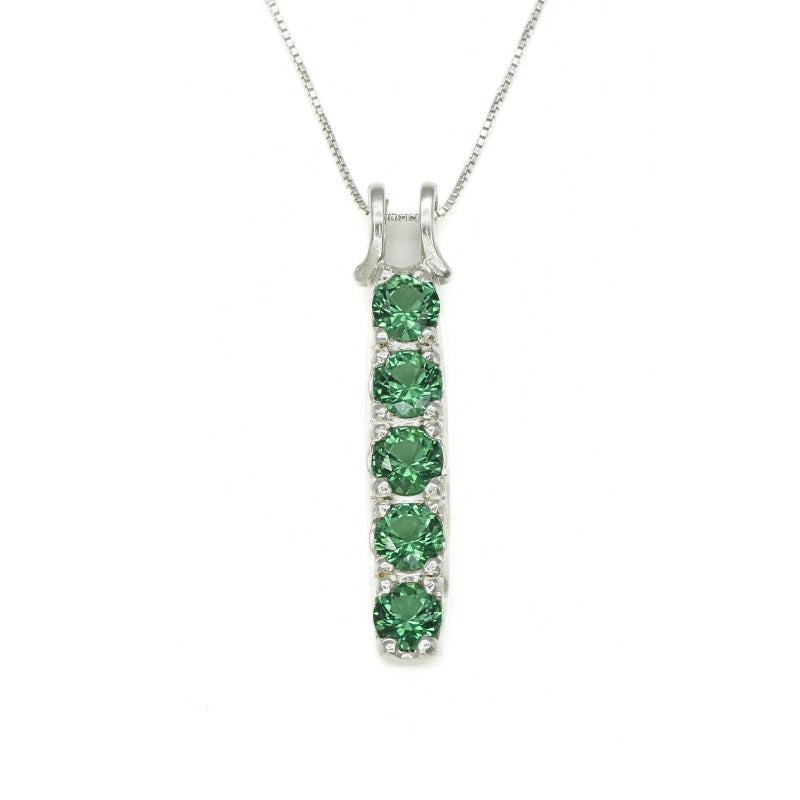 Created Emerald Pendant made in 925 Sterling Silver with Round Created Green Emerald in Prong setting, May Birthstone gift idea, symbolizes, ideal for everyday wear and perfect for birthday gifting and special occasions.