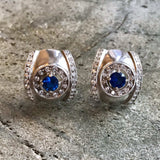 Sapphire Earrings - Blue Dome Earrings - Vintage Chunky Earrings