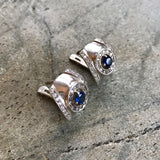 Sapphire Earrings - Blue Dome Earrings - Vintage Chunky Earrings