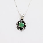 Natural Emerald Pendant made in 925 Sterling Silver with Round Natural Green Emerald in Prong setting, May Birthstone gift idea, symbolizes growth, harmony, and deep emotional healing, ideal for everyday wear and perfect for birthday gifting and special occasions.