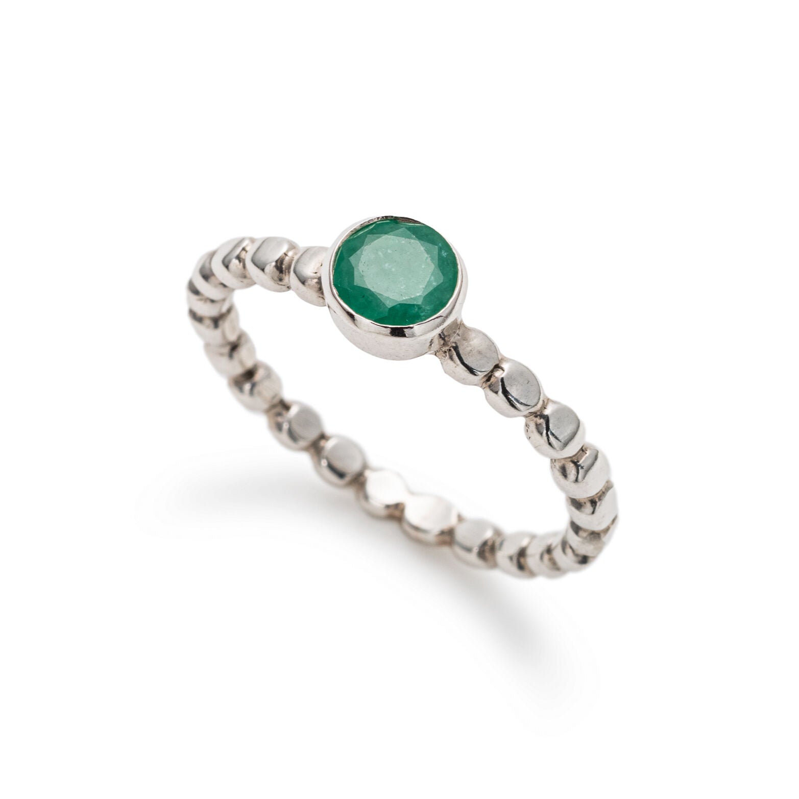 Natural Emerald Ring made in 925 Sterling Silver with Round Natural Green Emerald in Bezel setting, May Birthstone gift idea, symbolizes growth, harmony, and deep emotional healing, ideal for everyday wear and perfect for birthday gifting and special occasions.