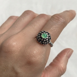 Chrysoprase Flower Ring - Real Chrysoprase Ring - Artistic Silver Ring