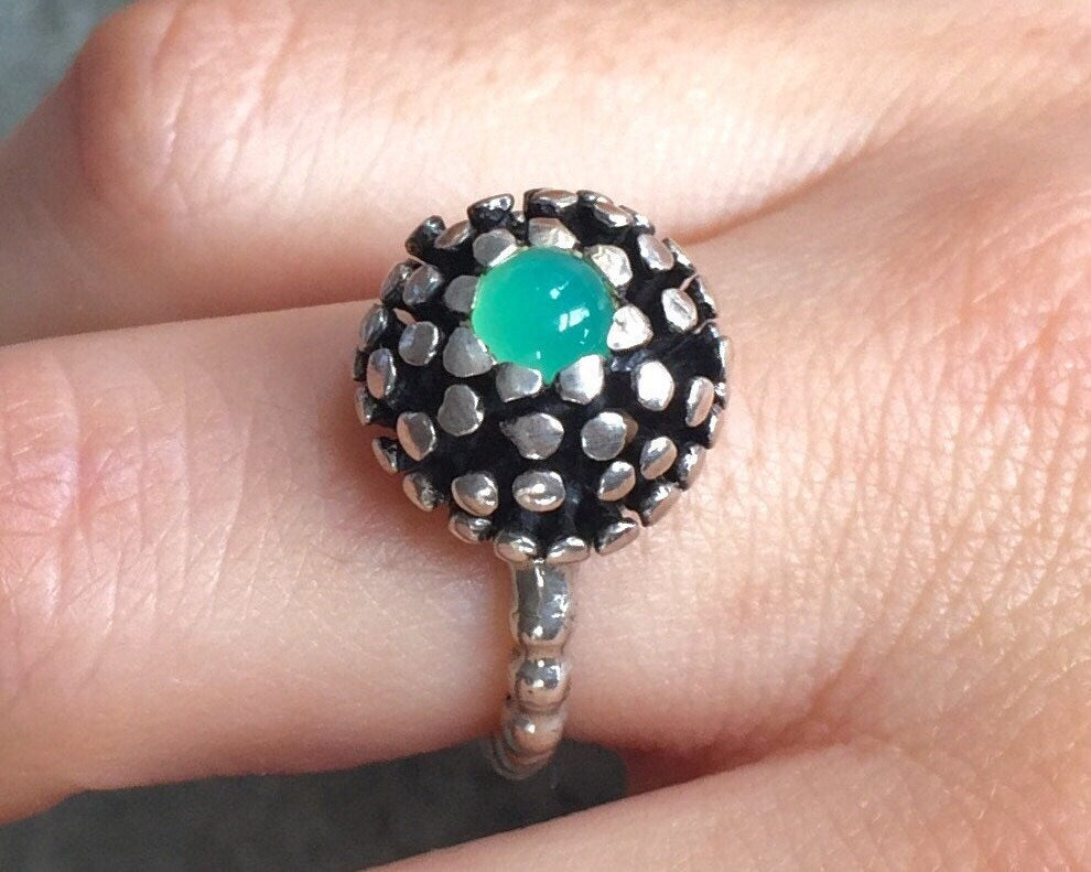 Chrysoprase Ring, Natural Chrysoprase, Australian Chrysoprase, Vintage Ring, May Birthstone, Real Chrysoprase, Vintage Design, Solid Silver (400762089)