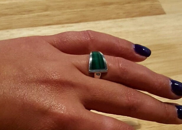 Malachite Ring, Natural Malachite Ring, Vintage Rings, Green Malachite, Unique Ring, Solid Silver, Green Ring, Antique Ring, Malachite