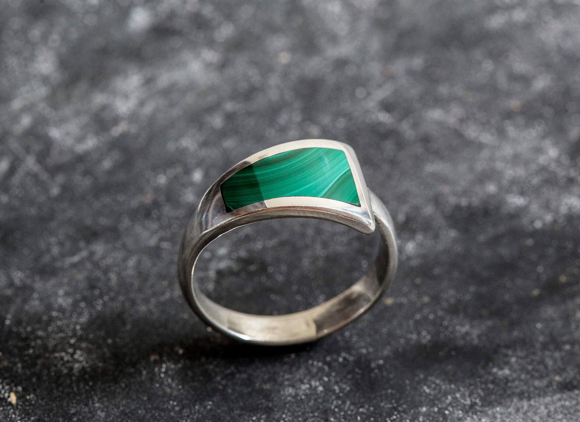 Malachite Ring, Natural Malachite Ring, Vintage Rings, Green Malachite, Unique Ring, Solid Silver, Green Ring, Antique Ring, Malachite
