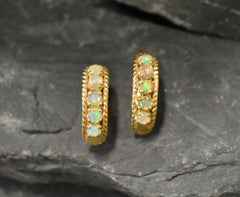Opal Earrings, Natural Opal, October Birthstone, Half Eternity Studs, Vintage Opal Studs, Ethiopian Opal Studs, Solid Silver Earrings(1)