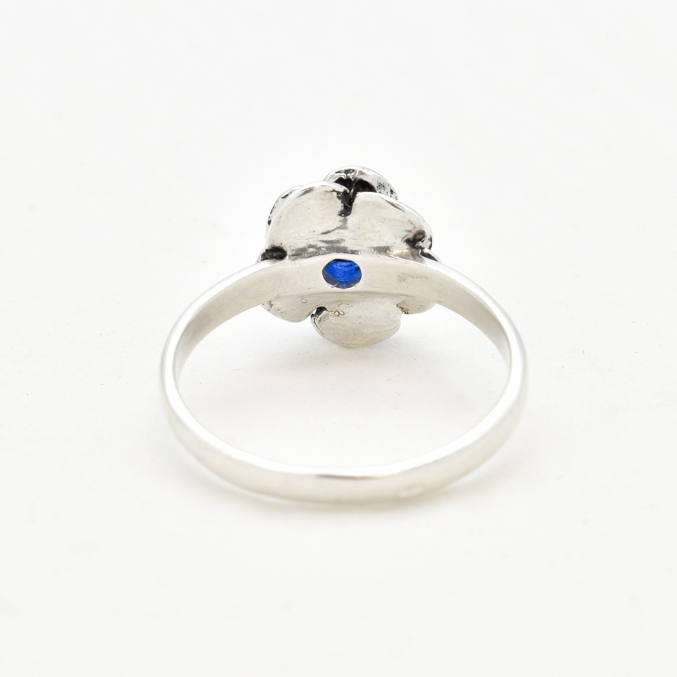 Sapphire Ring, Blue Sapphire Ring, Created Sapphire, Flower Ring, Vintage Flower Ring, Vintage Rings, Blue Flower Ring, Solid Silver Ring