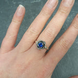 Sapphire Ring, Blue Sapphire Ring, Created Sapphire, Flower Ring, Vintage Flower Ring, Vintage Rings, Blue Flower Ring, Solid Silver Ring