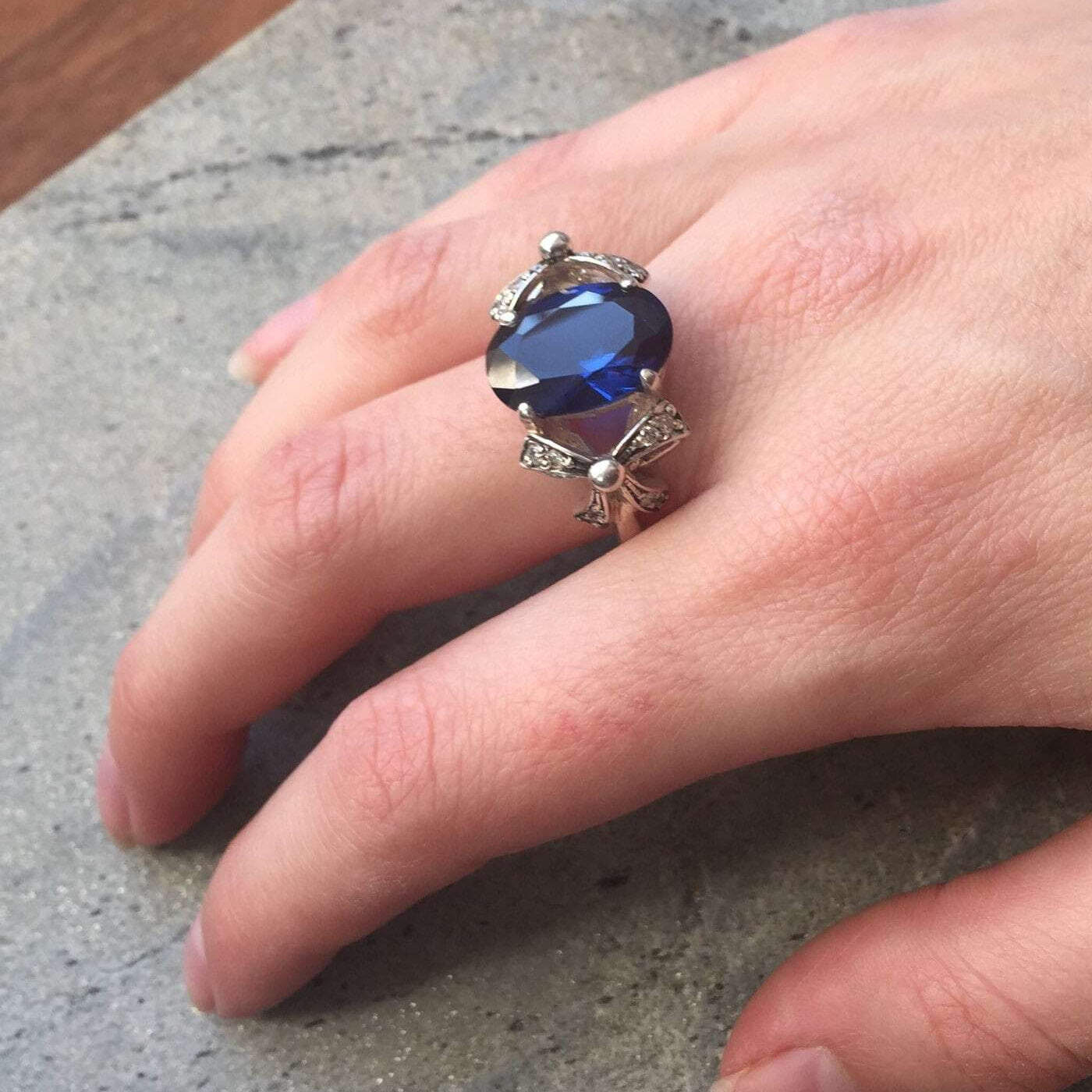 Sapphire Ring in 925 Sterling Silver, featuring an Oval Blue Sapphire, perfect for birthdays and special occasions.