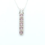 Vertical Morganite Necklace - Pink Bar Pendant - Layering Necklace