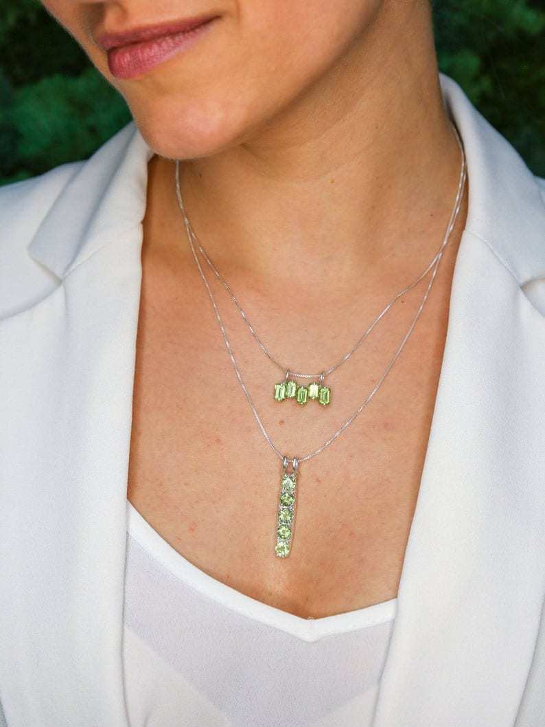 Morganite Pendant, Pink Stone Pendant, Bar Pendant, Line Pendant, Layering Necklace, Minimal Pendant, Created Morganite, Morganite Necklace(3)