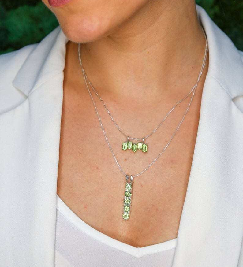 Morganite Pendant, Pink Stone Pendant, Bar Pendant, Line Pendant, Layering Necklace, Minimal Pendant, Created Morganite, Morganite Necklace(3)