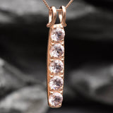 Morganite Pendant, Pink Stone Pendant, Bar Pendant, Line Pendant, Layering Necklace, Minimal Pendant, Created Morganite, Morganite Necklace(3)