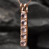 Morganite Pendant, Pink Stone Pendant, Bar Pendant, Line Pendant, Layering Necklace, Minimal Pendant, Created Morganite, Morganite Necklace(3)