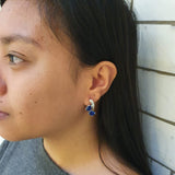 Blue Sapphire Earrings - Twin Oval Earrings - Unique Blue Earrings