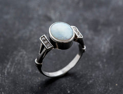 Opal Ring, Natural Opal, Vintage Rings, Fire Opal Ring, October Birthstone, Genuine Opal, White Ring, Promise Ring, Sterling Silver Ring