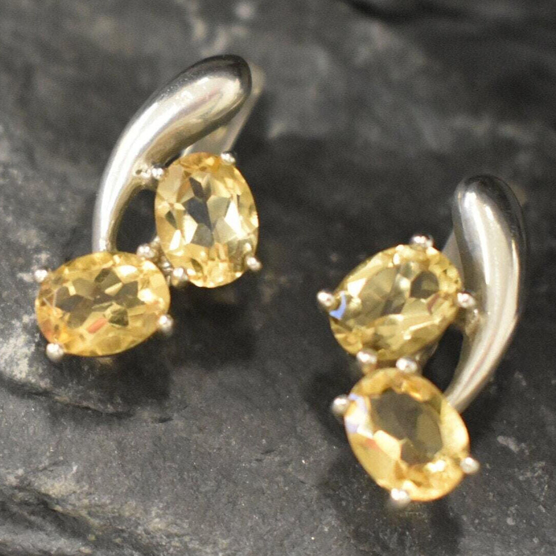 Citrine Earrings, Natural Citrine Earrings, November Earrings, November Birthstone, Yellow Earrings, Unique Earrings, Solid Silver, Citrine
