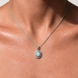 Vintage Opal Necklace - Genuine Opal Pendant - White Oval Necklace