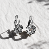 Diamond Flower Earrings - Sparkly Flower Earrings, CZ Diamond Studs