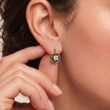 Rose Diamond Earrings - Gold Drop Earrings - Vintage Flower Studs