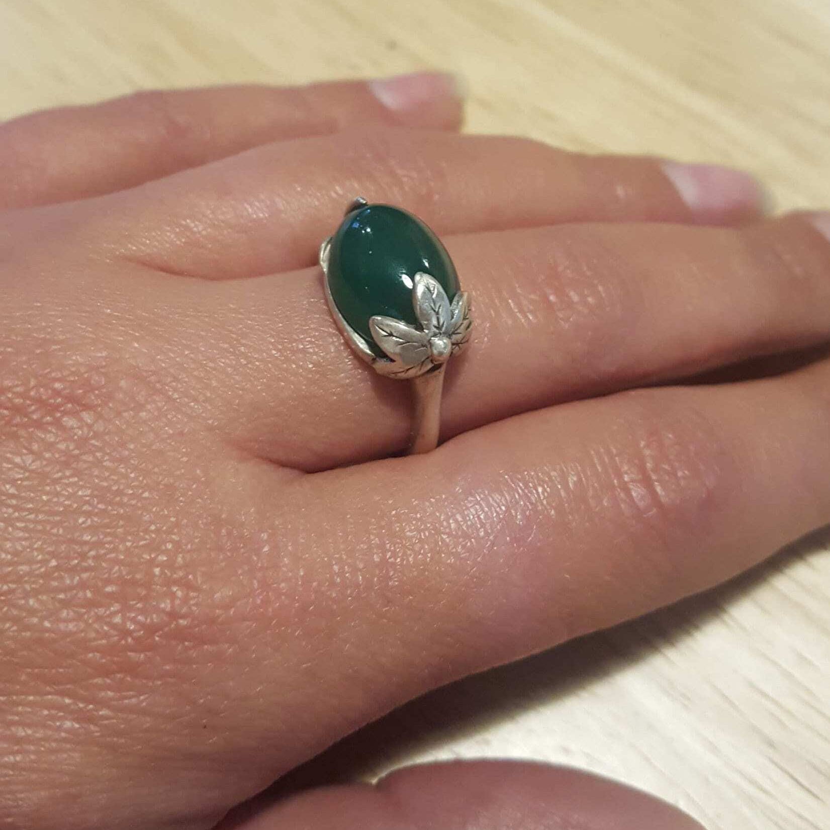 Created Emerald Ring in 925 Sterling Silver featuring an Oval Green Emerald, perfect for May birthdays and special occasions.