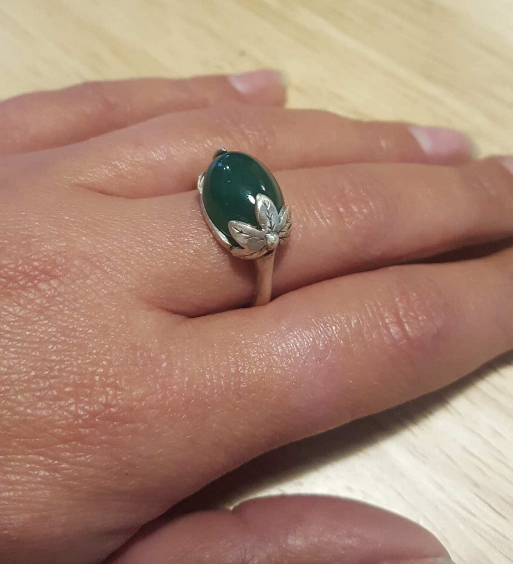 Created Emerald Ring in 925 Sterling Silver featuring an Oval Green Emerald, perfect for May birthdays and special occasions.