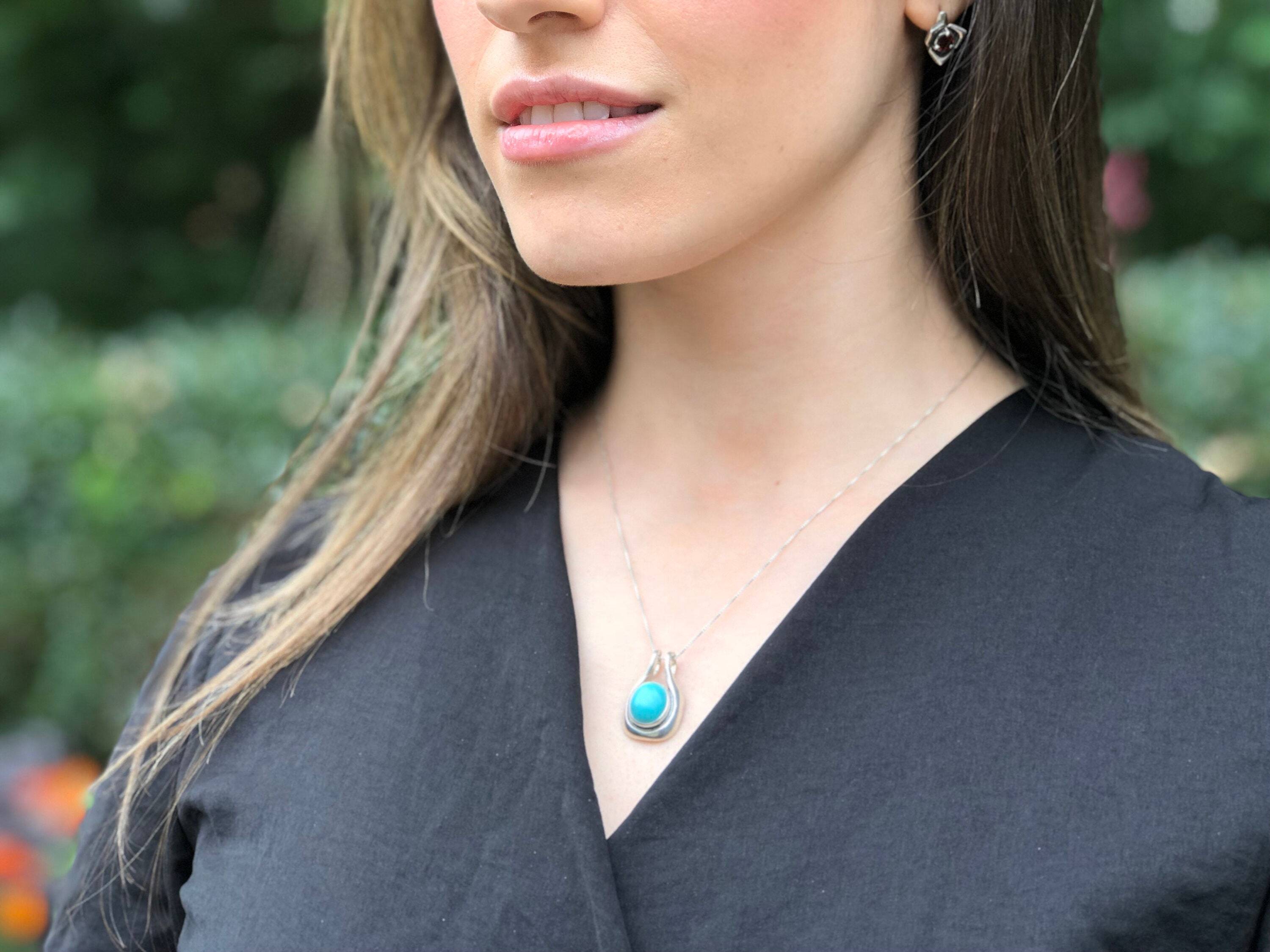 Big Turquoise Pendant, Turquoise Pendant, Natural Turquoise, Vintage Pendant, Blue Pendant, Arizona Turquoise, Silver Pendant, Turquoise