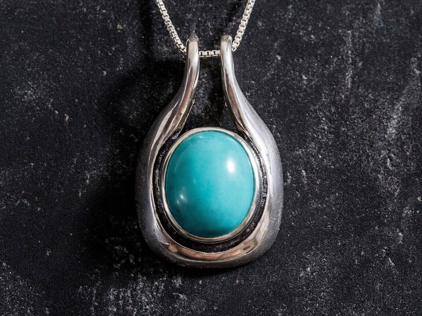 Big Turquoise Pendant, Turquoise Pendant, Natural Turquoise, Vintage Pendant, Blue Pendant, Arizona Turquoise, Silver Pendant, Turquoise