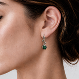 Sterling Silver Emerald Earrings with Oval Green Emerald, perfect May birthstone gift for special occasions and daily wear.
