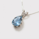 Large Aquamarine Pendant - Blue Teardrop Necklace - Statement Necklace