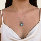Large Aquamarine Pendant - Blue Teardrop Necklace - Statement Necklace